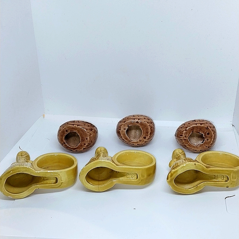 6 Signed Vintage Ceramic Napkin Holder Rings
